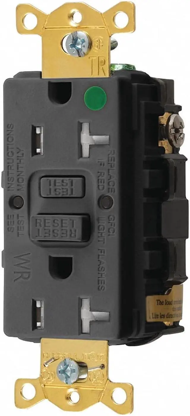 Main image of HUBBELL WIRING DEVICE-KELLEMS GFRTW83BLK GFCI Receptacle, 20A, 125VAC, 5-20R,