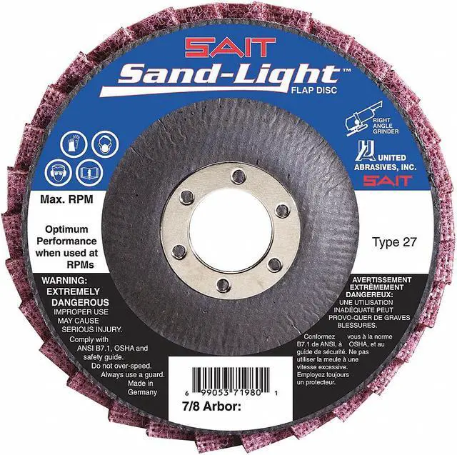 Alt view image 2 of 2 - UNITED ABRASIVES-SAIT 71982 Flap Disc,4.5 In D,7/8 In Arbor,60 Grit
