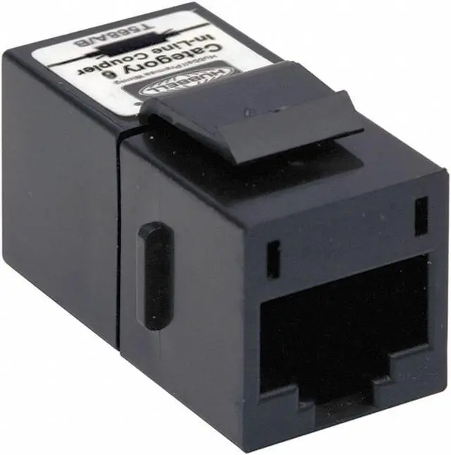 Main image of HUBBELL PREMISE WIRING SFC6BK Hubbell SFC6BK Cat.6 Inline Keystone Coupler - 1