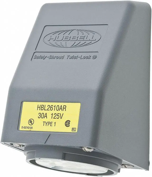 Alt view image 2 of 4 - HUBBELL WIRING DEVICE-KELLEMS HBL2610AR Flanged Locking Receptacle, L5-30R, 30