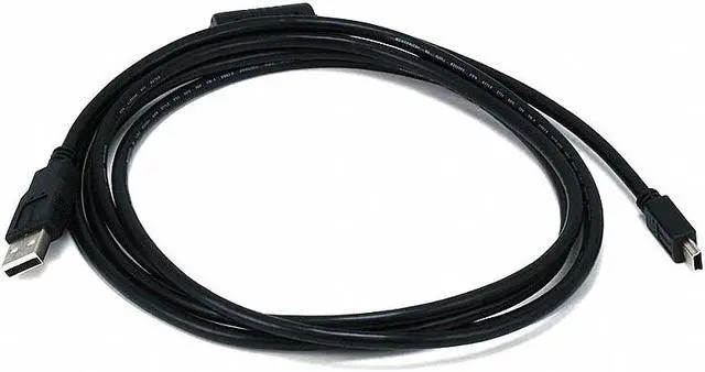 Alt view image 2 of 10 - Monoprice USB 2.0 Cable - 6 Feet - Black | A Male to Mini-B 5pin Male 28/24AWG Cable with Ferrite Core