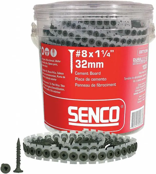 Alt view image 8 of 12 - SENCO 08T125W 8-Gauge 1-1/4 in. Collated Cement Board Screws (1,000-Pack)