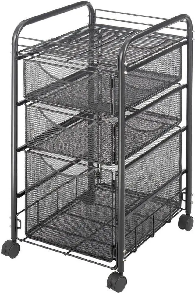 Alt view image 11 of 20 - Safco Onyx Mesh Mobile File With Two Supply Drawers 15-1/4w x 17d x 27h Black 5213BL