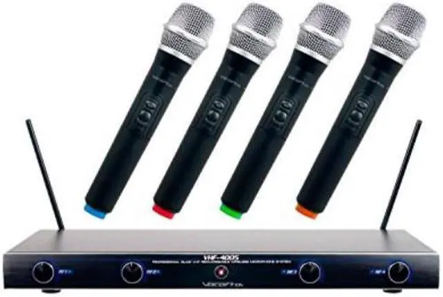 Alt view image 6 of 14 - VocoPro VHF-4005 4 Channel Rechargeable VHF Wireless Mic System, 4x Mics, CH 2