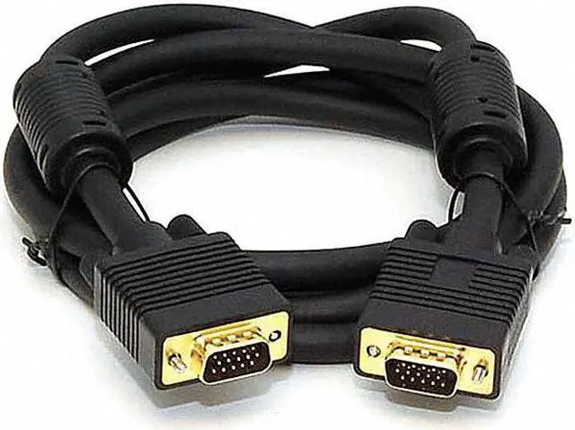Main image of Monoprice Super VGA Monitor Cable - 6 Feet - Black | Male to Male with Ferrite Cores (Gold Plated)