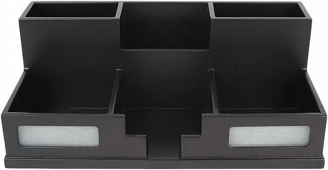 Alt view image 4 of 20 - VICTOR 9525-5 Desktop Organizer,Black,Wood,5-1/2 in. H