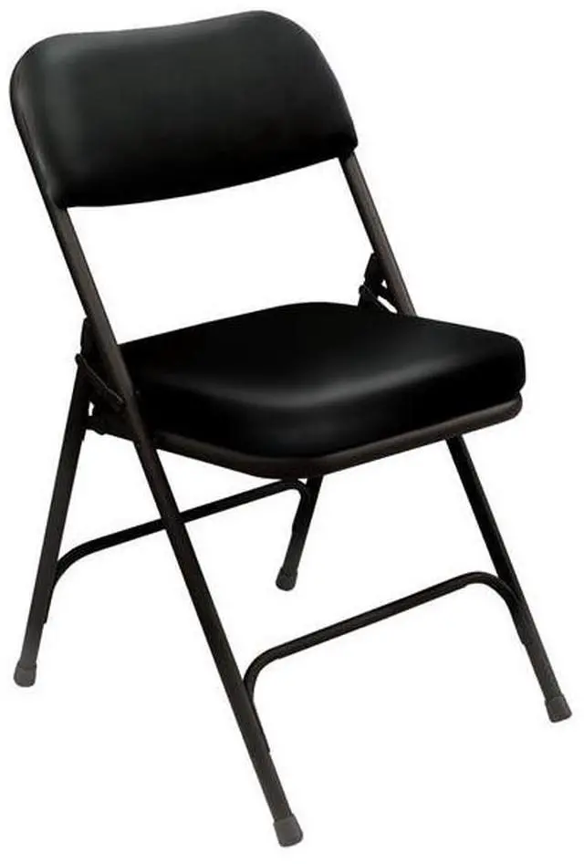 Main image of NPS 3210 3200 Series 2" Vinyl Upholstered Double Hinge Folding Chair - Supports Up to 300 lb - 18.5" Seat Height - Black - 2/Carton