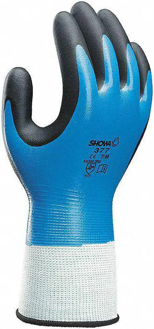 Alt view image 3 of 5 - Coated Gloves, XL, Black/Sky Blue, PR