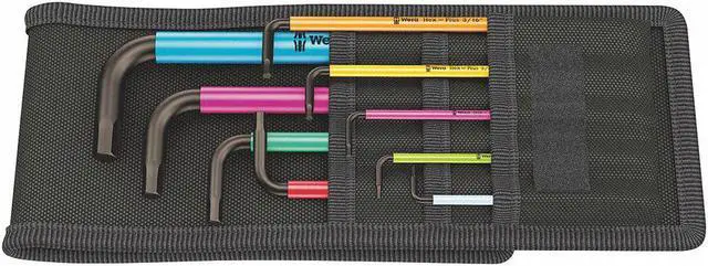 Main image of Wera Long L-Shaped SAE Black Oxide Ball End Hex Key Set, Number of Pieces: 9
