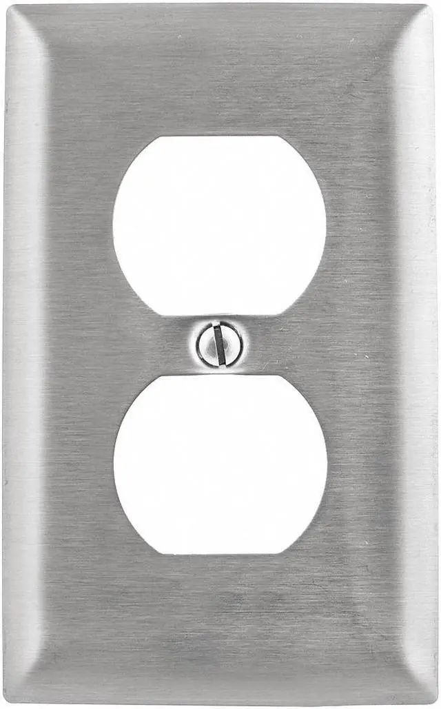 Main image of Hubbell Wiring Device-kellems Duplex Receptacle Wall Plate, Jumbo, SS Jumbo SSJ8