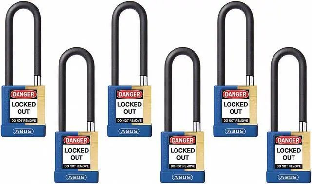 Main image of Abus Alike-Keyed Padlock, Open Shackle Type, 3" Shackle Height, Blue  20116