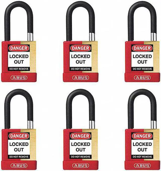 Main image of Abus Alike-Keyed Padlock, Open Shackle Type, 1-1/2" Shackle Height, Red  20082