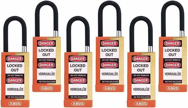 Main image of Abus Alike-Keyed Padlock, Open Shackle Type, 1-1/2" Shackle Height, Orange 20137