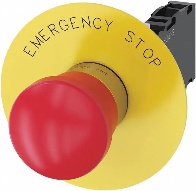 Main image of Siemens Emergency Stop Push Button 22mm Red  Metal  3SU1150-1HA20-1FG0