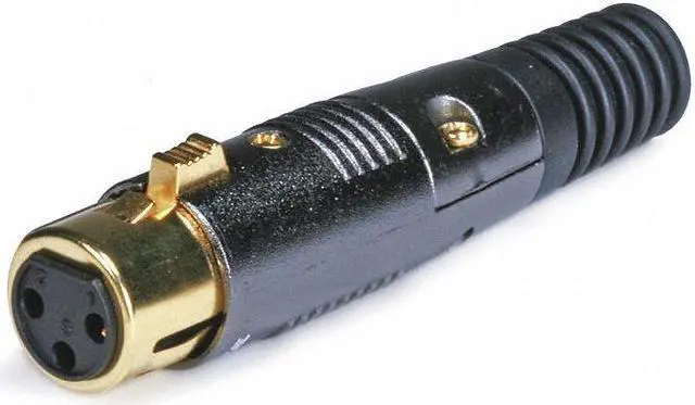 Alt view image 4 of 7 - Monoprice 3 Pin XLR Female Mic Connector Gold Plated Pins - Black With Strain Relief Boot For Smooth, Corrosion Free Connections.