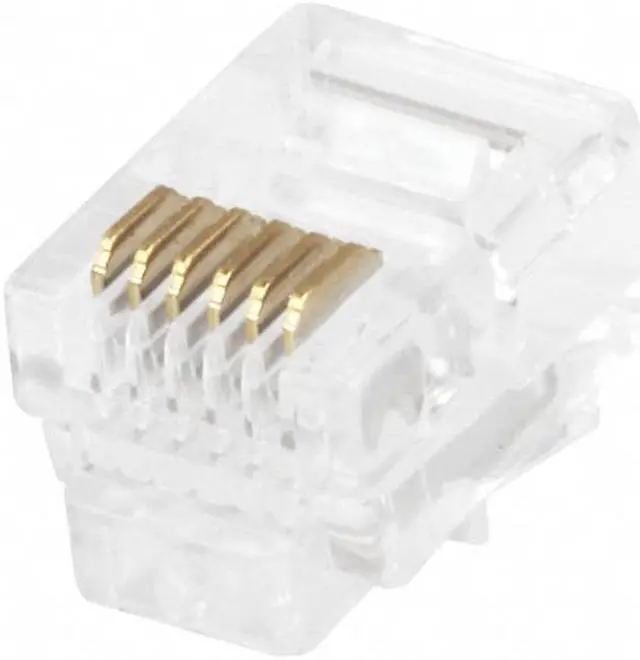 Alt view image 3 of 8 - Monoprice 50-pcs RJ12 6P6C Plug for Round Solid Cable