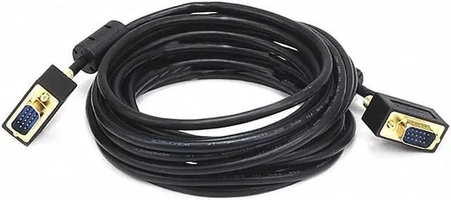 Alt view image 3 of 12 - Monoprice 15ft Ultra Slim SVGA Super VGA 30/32AWG M/M Monitor Cable with Ferrites (Gold Plated Connector)