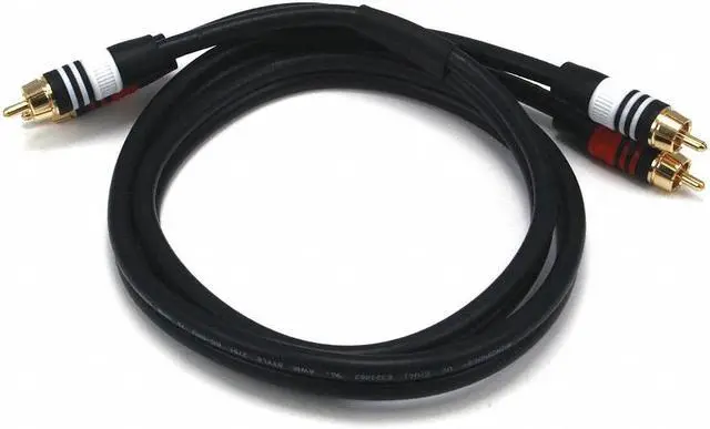 Alt view image 3 of 10 - Monoprice Premium Two-Channel Audio Cable - 3 Feet - Black | 2 RCA Plug to 2 RCA Plug 22AWG, Male to Male
