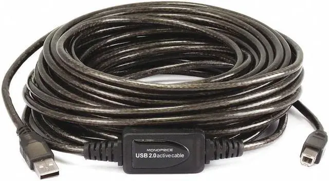 Alt view image 5 of 11 - Monoprice USB 2.0 Cable - 49 Feet - Black | USB Type-A to USB Type- B, Active, 28/24AWG