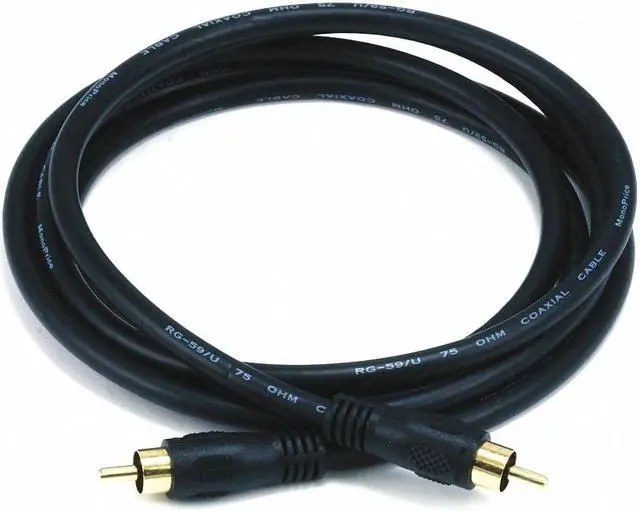 Alt view image 3 of 8 - Monoprice Audio/Video Coaxial Cable - 6 Feet - Black | RCA Male/Male RG-59U 75ohm (for S/PDIF Digital Coax Subwoofer & Composite Video)