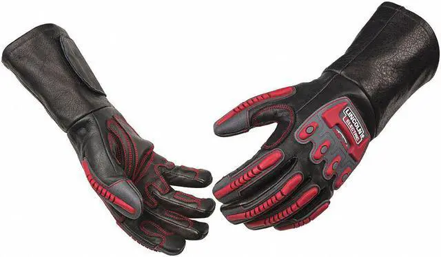 Alt view image 4 of 6 - Lincoln Electric Welding Gloves,  5" Gauntlet Cuff Black/Red   K3109-M