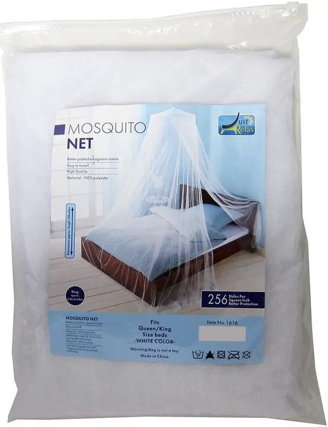 Alt view image 5 of 5 - Just Relax Elegant Mosquito Net Bed Canopy Set, White, Queen-King