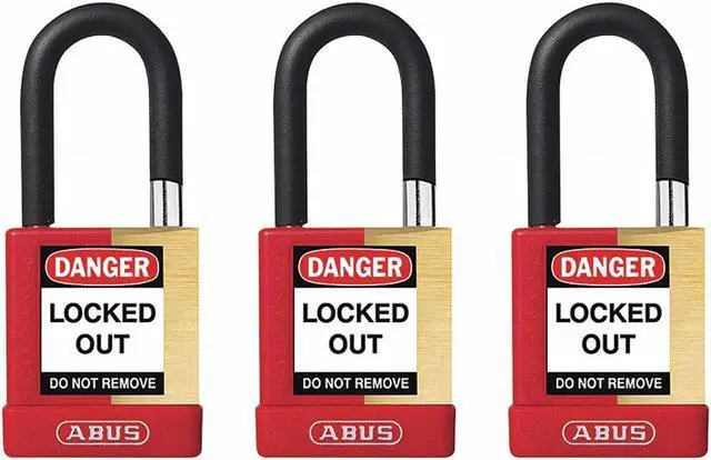 Main image of Abus Alike-Keyed Padlock, Open Shackle Type, 1-1/2" Shackle Height, Red  20076