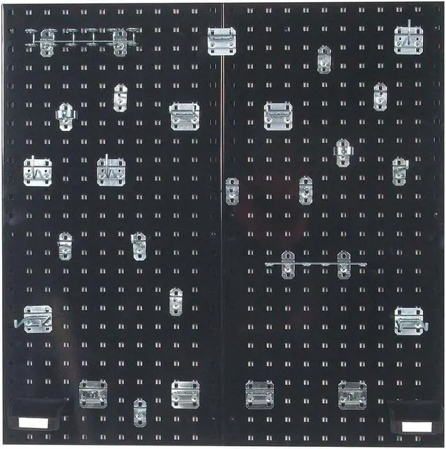 Alt view image 2 of 9 - Triton Products LB18-BKKit 2 18 x 36 x 0.562 in. Steel Square Hole Pegboards with 30 Piece Loc Hook Assortment & Hanging Bin System