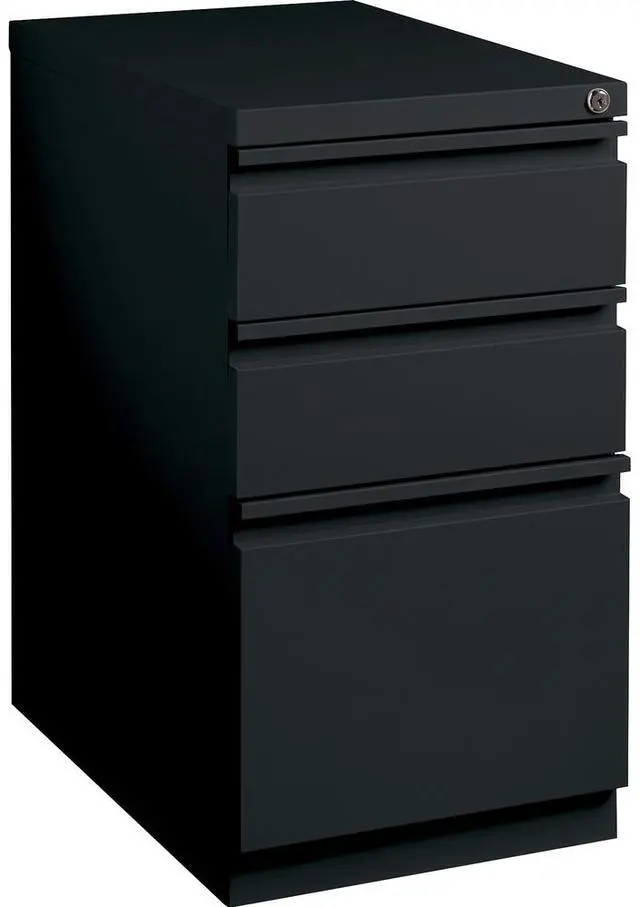 Alt view image 10 of 11 - Lorell Mobile File Pedestal - 15" x 20" x 27.8" - Letter - Ball-bearing Suspension, Recessed Handle, Security Lock - Bla