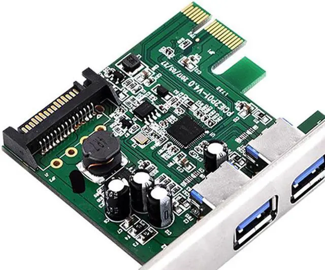 Alt view image 3 of 6 - Amify 2 Port Super Speed USB3.0 5Gbps PCI-E Express Card with a 15pin SATA Power Connector Low Profile Bracket USB 3.0 Expansion Card