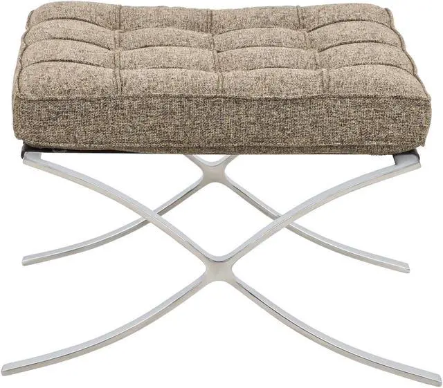 Alt view image 10 of 12 - LeisureMod Bellefonte Mid-Century Pavilion Accent Ottoman in Oatmeal Wool