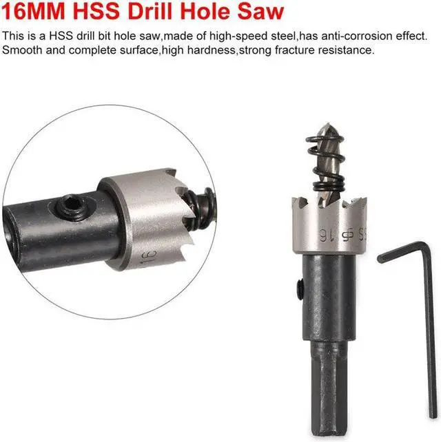 Alt view image 5 of 5 - 16MM Carbide Tip HSS Drill Stainless Steel Hole Saw Metal Wood Drilling Tool Hole Cut Tool For Installing Locks