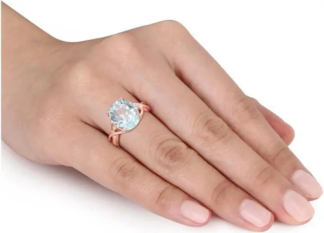 Alt view image 4 of 4 - 5.50 Carat (ctw) Blue Topaz Ring in Rose Pink Plated Sterling Silver
