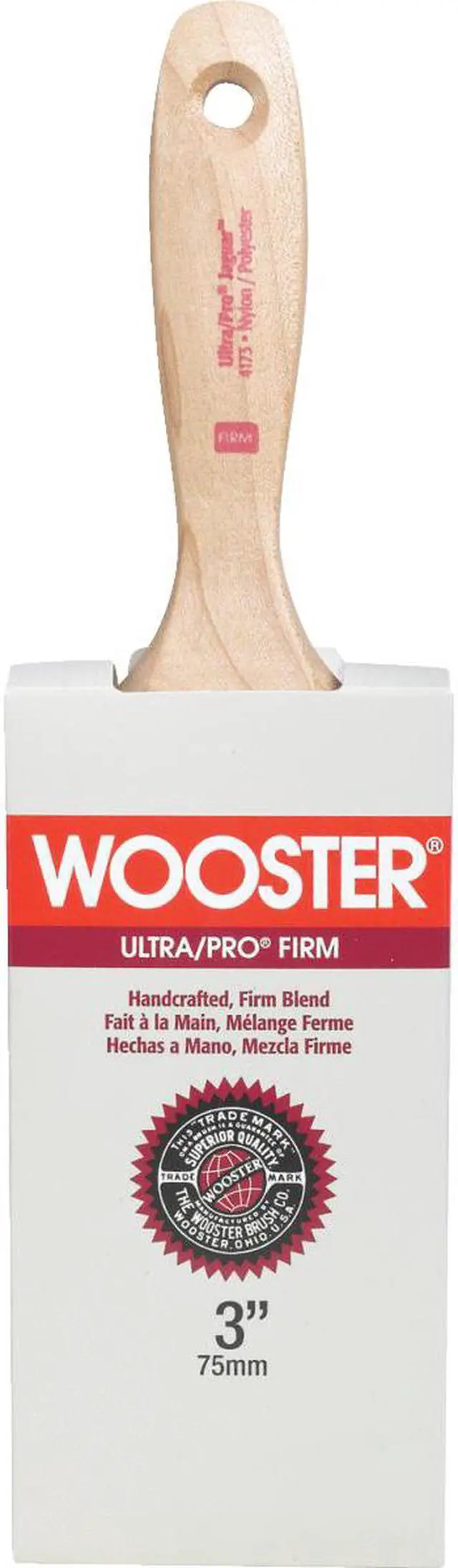 Alt view image 2 of 8 - WOOSTER 4173-3 3" Wall Firm, Nylon/Polyester Bristle, Paint Brush, Wood Handle