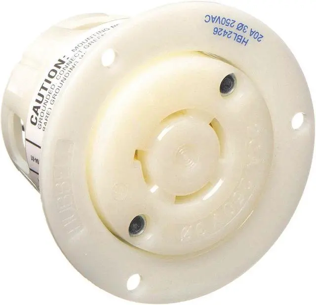 Alt view image 2 of 3 - HUBBELL WIRING DEVICE-KELLEMS HBL2426 Flanged Locking Receptacle, L15-20R, 20