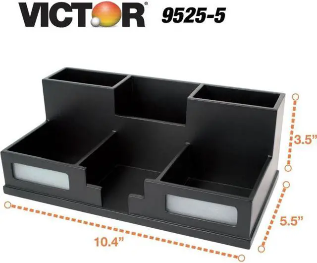 Alt view image 11 of 20 - VICTOR 9525-5 Desktop Organizer,Black,Wood,5-1/2 in. H