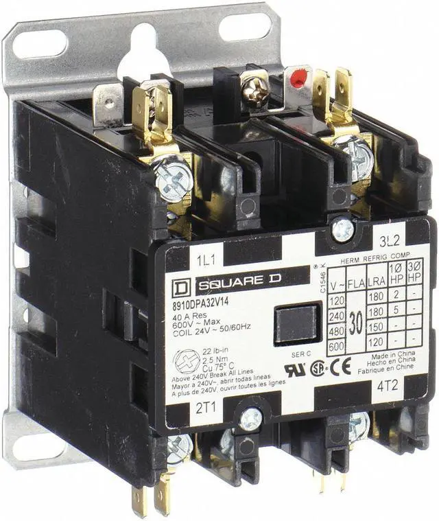 Alt view image 3 of 3 - SQUARE D 8910DPA32V04 277VAC Non-Reversing Definite Purpose Contactor 2P 30A