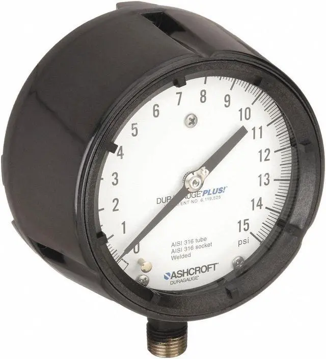 Alt view image 2 of 2 - ASHCROFT 451279SS04LXLL15 Process Pressure Gauge, 0 to 15 psi, 4 1/2 in Dial,