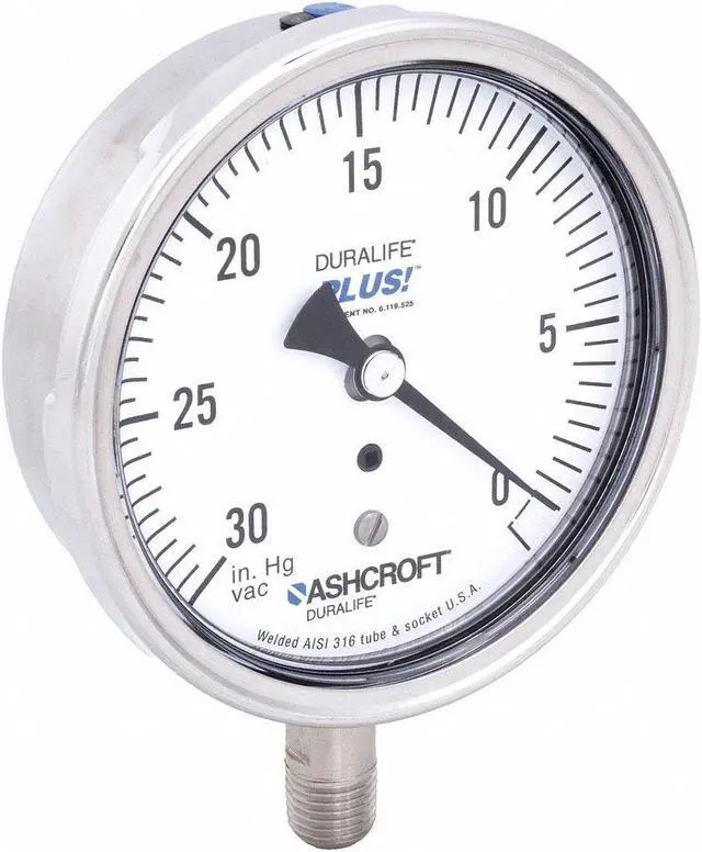 Alt view image 2 of 4 - ASHCROFT 351009SW02LXLLVAC Vacuum Gauge,30 Hg to 0,3-1/2In,1/4In