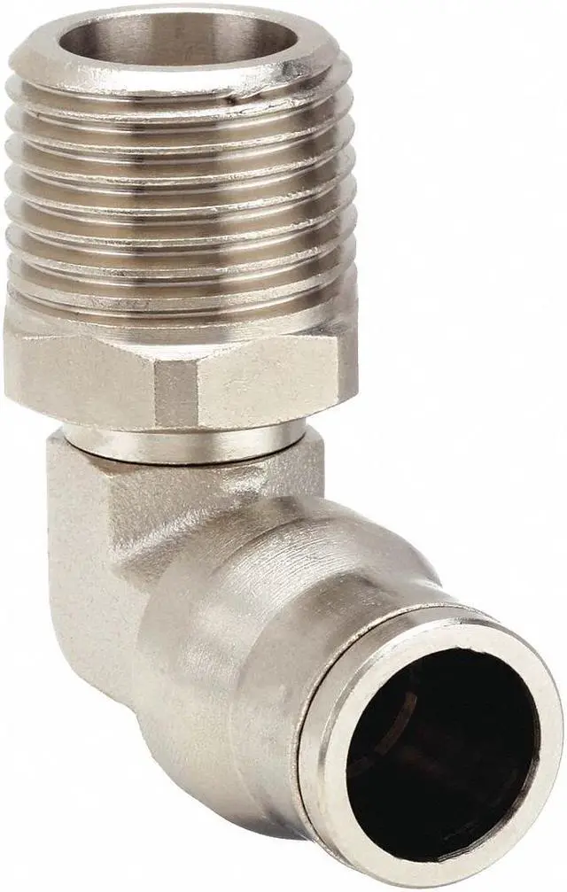 Alt view image 3 of 4 - LEGRIS 3609 12 21 Push-Fit Elbow Fitting, 12mm Tube Size, Brass, Silver