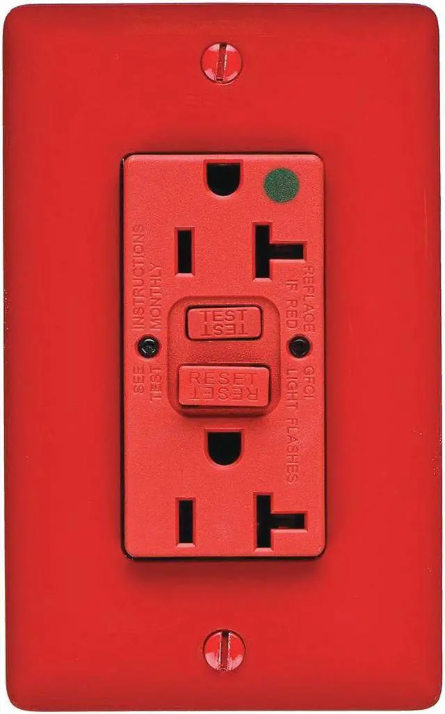 Alt view image 2 of 2 - HUBBELL WIRING DEVICE-KELLEMS GFR83R GFCI Receptacle, 20A, 125VAC, 5-20R, Red