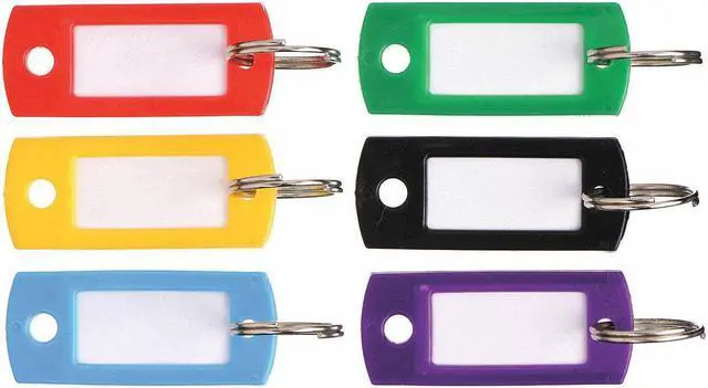 Main image of LUCKY LINE 16950 Key Tag, Multi-Color, Plastic, Split Ring, 50 PK