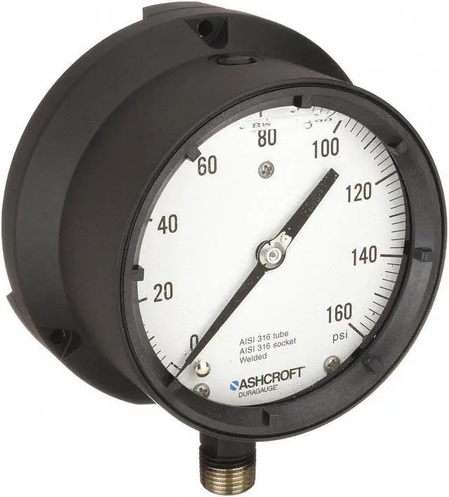 Main image of ASHCROFT 451379SSL04L160# Process Pressure Gauge, 0 to 160 psi, 4 1/2 in Dial,