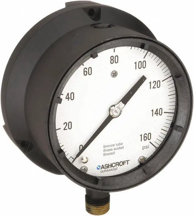 Main image of ASHCROFT 451379ASL04L160# Process Pressure Gauge, 0 to 160 psi, 4 1/2 in Dial,
