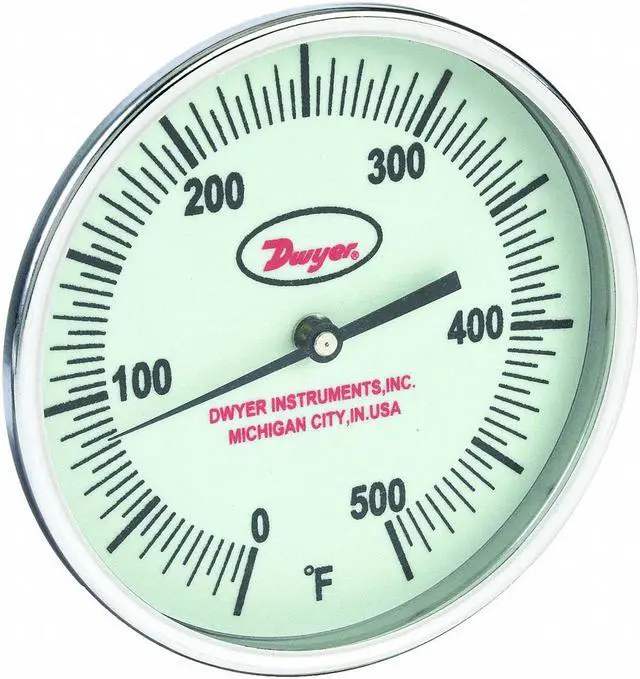 Main image of DWYER INSTRUMENTS GBTB540161 Glow-in-the-dark bimetal thermometer, range 0 to