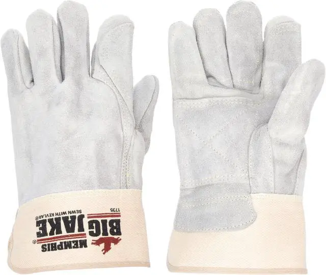 Alt view image 3 of 3 - Leather Gloves, Safety Cuff, XL, Gray, PR