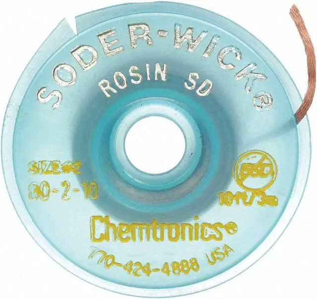 Main image of CHEMTRONICS 80-2-10 Desoldering Wick,10 ft.,2,Copper,Rosin