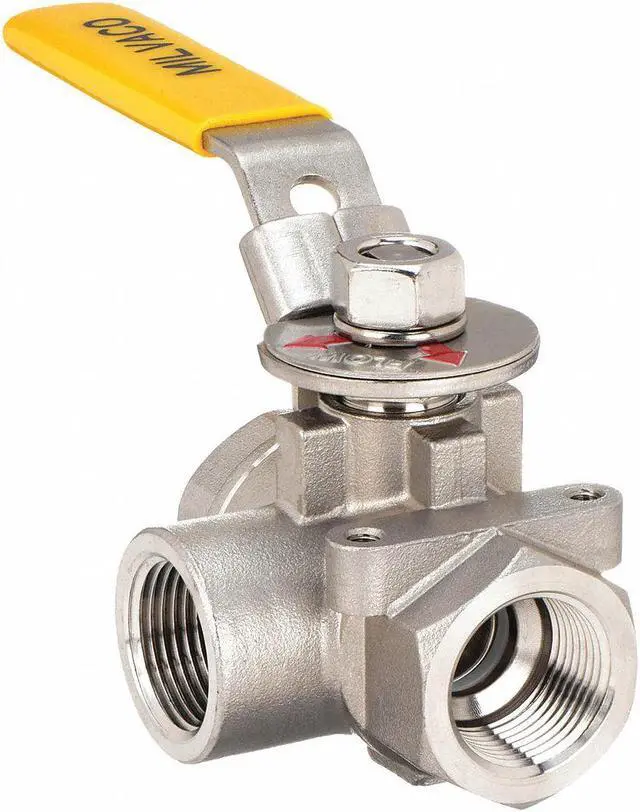 Alt view image 2 of 2 - MILWAUKEE VALVE BA3WDSLH 1 1/4 1-1/4" FNPT Stainless Steel Ball Valve 3-Way