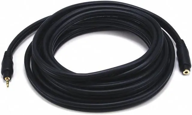 Alt view image 6 of 9 - Monoprice 15ft Premium 3.5mm Stereo Male to 3.5mm Stereo Female 22AWG Extension Cable (Gold Plated) - Black