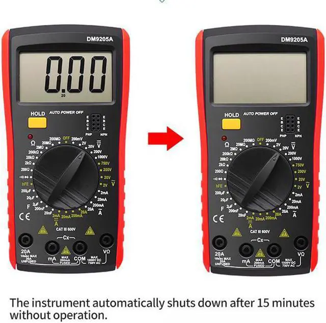 Alt view image 5 of 7 - DM9205A Multimeter AC DC Digital Multimeter Professional Tester Meter Capacitance Voltmeter Digital LCD Display 1999 Counts Meter